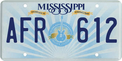 MS license plate AFR612