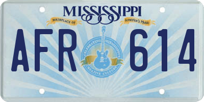 MS license plate AFR614