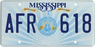 MS license plate AFR618