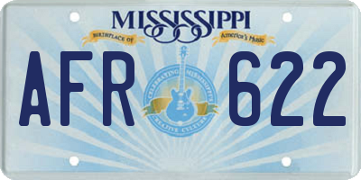 MS license plate AFR622