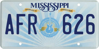 MS license plate AFR626