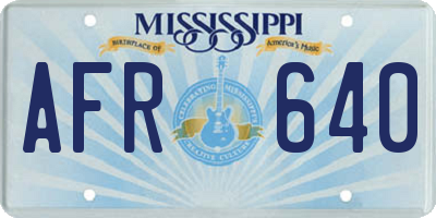 MS license plate AFR640