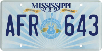 MS license plate AFR643