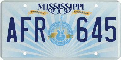 MS license plate AFR645