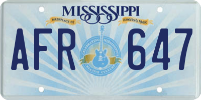 MS license plate AFR647