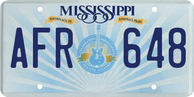 MS license plate AFR648