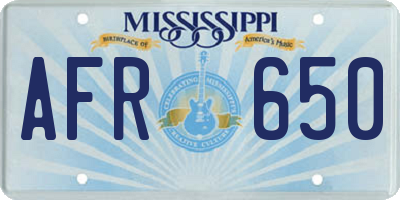 MS license plate AFR650