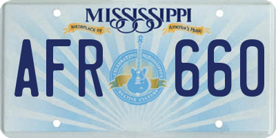 MS license plate AFR660