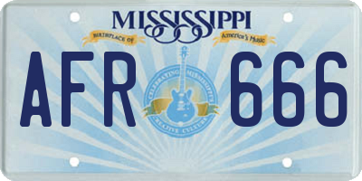 MS license plate AFR666