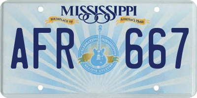 MS license plate AFR667