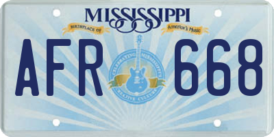 MS license plate AFR668
