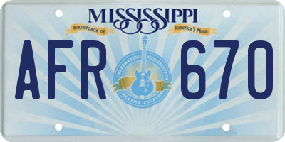 MS license plate AFR670