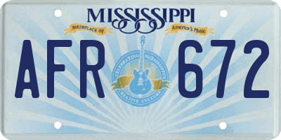 MS license plate AFR672
