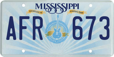 MS license plate AFR673