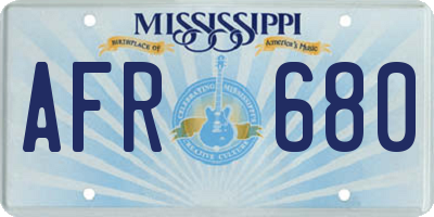 MS license plate AFR680