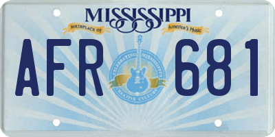 MS license plate AFR681