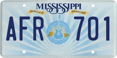 MS license plate AFR701