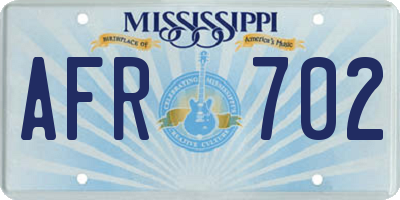 MS license plate AFR702