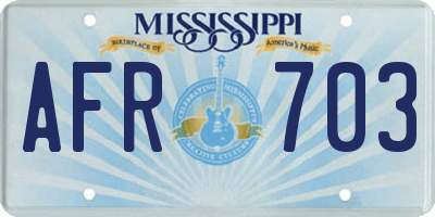 MS license plate AFR703