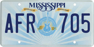 MS license plate AFR705