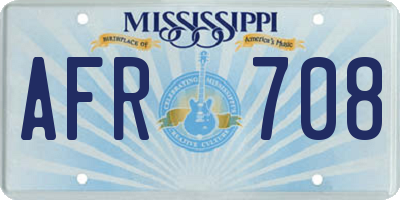 MS license plate AFR708