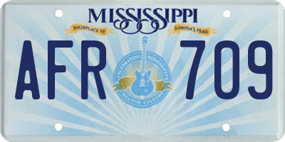MS license plate AFR709