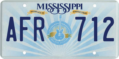 MS license plate AFR712