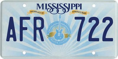 MS license plate AFR722