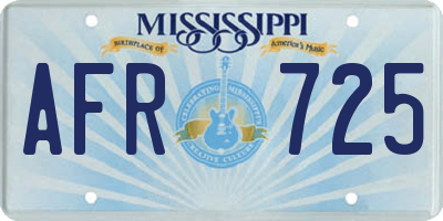 MS license plate AFR725