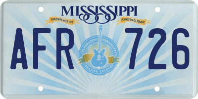 MS license plate AFR726