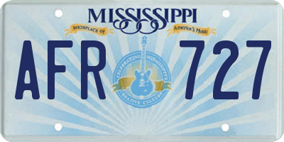 MS license plate AFR727