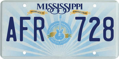 MS license plate AFR728