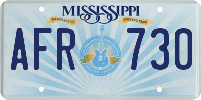 MS license plate AFR730
