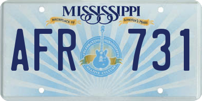 MS license plate AFR731