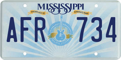 MS license plate AFR734