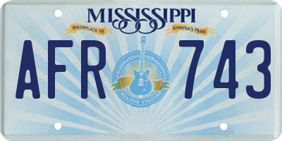 MS license plate AFR743