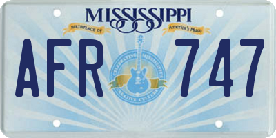 MS license plate AFR747