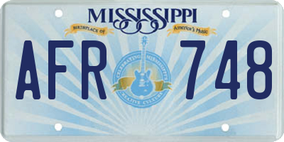 MS license plate AFR748