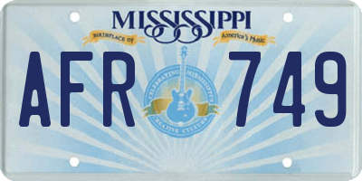 MS license plate AFR749