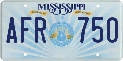 MS license plate AFR750