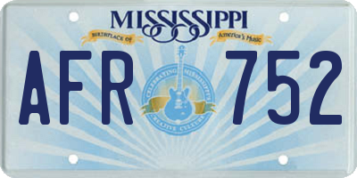 MS license plate AFR752