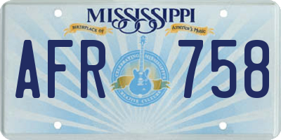 MS license plate AFR758