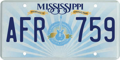MS license plate AFR759