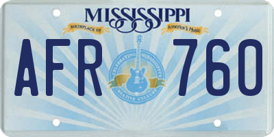 MS license plate AFR760