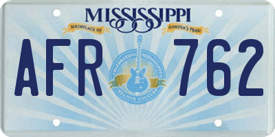 MS license plate AFR762