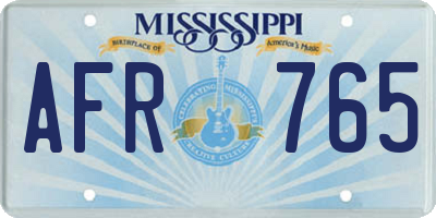 MS license plate AFR765