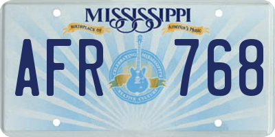 MS license plate AFR768