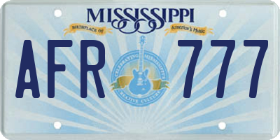 MS license plate AFR777
