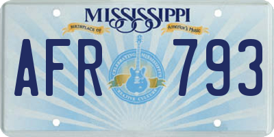 MS license plate AFR793