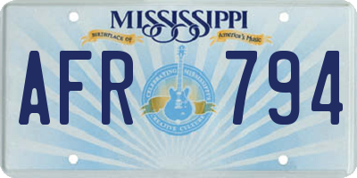 MS license plate AFR794